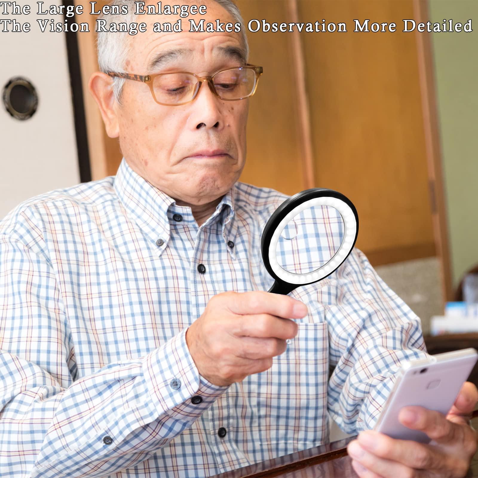 Xccbbow Magnifying Glass with Light, 30x 60x Magnifying Glass for Reading Lighted - 33 LEDs Magnifying Glass Magnifier Magnifier with Light