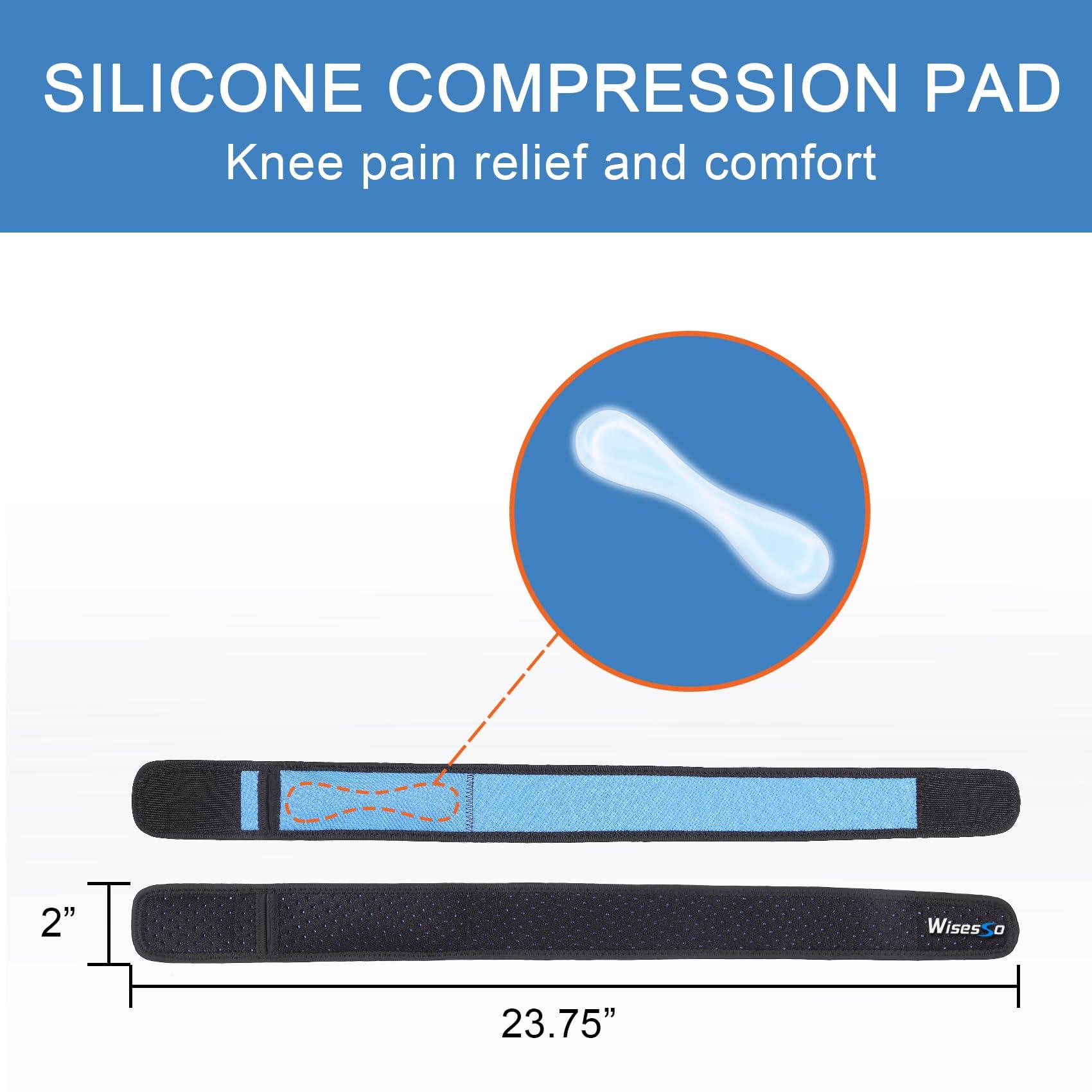 Wisesso Wisesso IT Band Strap, Adjustable Iliotibial Band Syndrome Brace, Athletic Stabilizer for Men, Women, Knee Support Strap for Running, Cycling, Hiking, Exercising, etc, 2 Pack