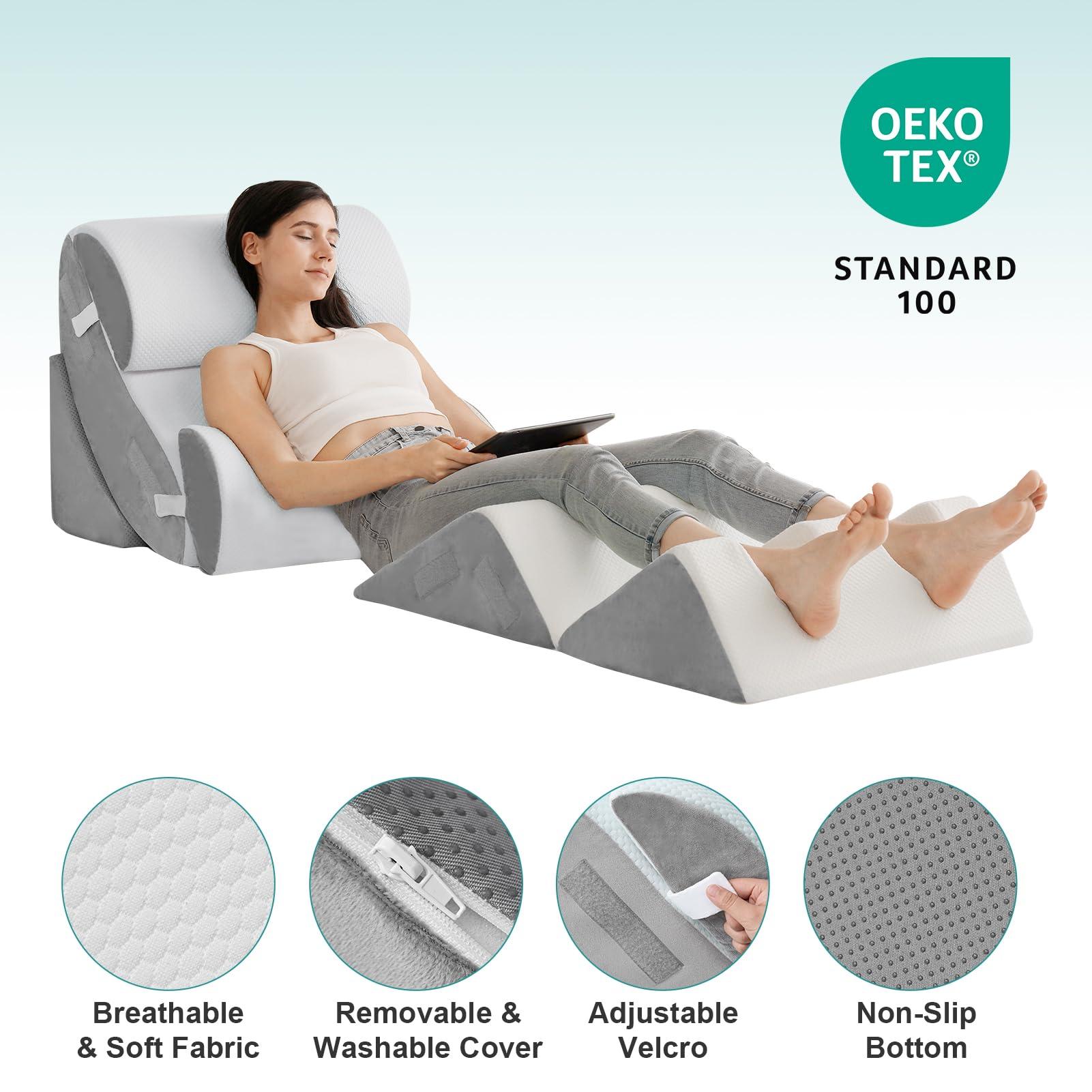 Hansleep Hansleep 6PCS Orthopedic Bed Wedge Pillow for Sleeping, Adjustable Post Surgery Pillow Set for Body, Back and Leg Pain Relief, Memory Foam Support Pillows for After Surgery