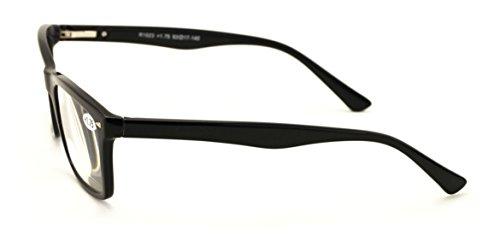 V.W.E. V.W.E. Men Gloss Black Rectangle Rectangular Reading Glasses Wide fitment. (Black, 1.25)