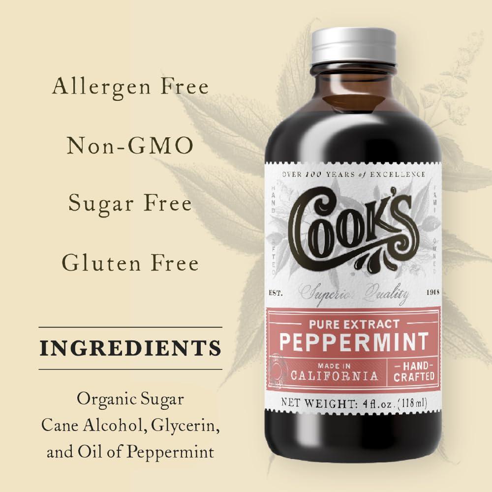 COOK'S Cook\'s Pure Peppermint Extract,For Ice Creams, Candies, Icings, Cookies and Beverages, 32 oz