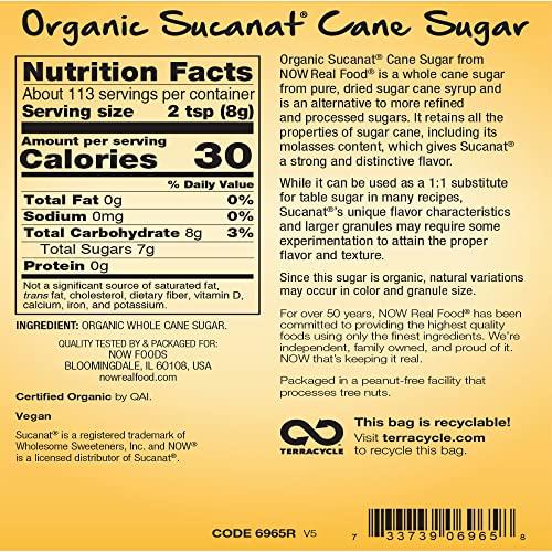 NOW NOW Foods, Certified Organic Sucanat Cane Sugar, Powder from Pure Evaporated Cane Syrup, Excellent Substitute for White and Brown Sugar, Certified Non-GMO, 2-Pound (Packaging May Vary)