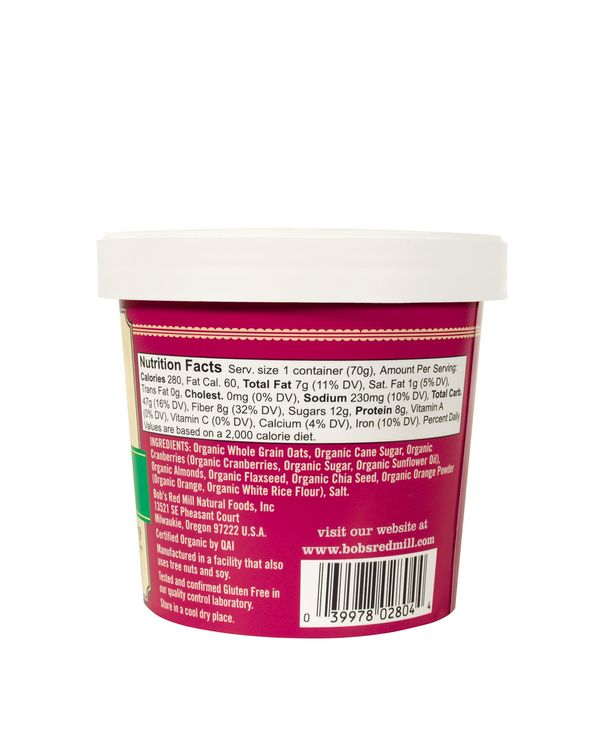 Bob's Red Mill Bob\'s Red Mill Organic Gluten Free Oatmeal Cup, Cranberry Orange, 2.47 Ounce (Pack of 12), Non-GMO, Whole Grain, Kosher