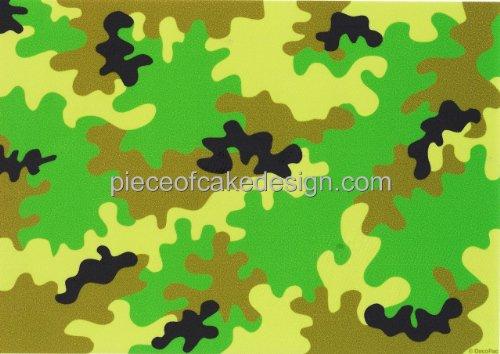 Quantumchaos Media 1/4 Sheet ~ Camoflauge Green Background ~ Edible Cake/Cupcake Topper!!!