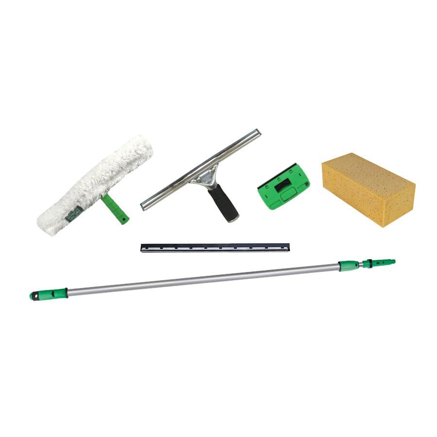 Unger Unger PWK00 Pro Window Cleaning Kit w/8ft Pole, Scrubber, Squeegee, Scraper, Sponge