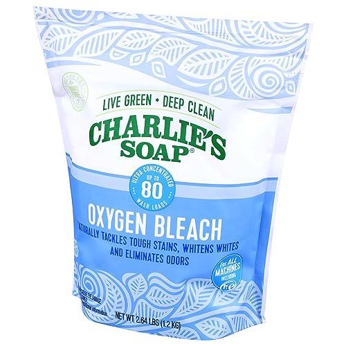 Charlie\'s Soap Charlie\'s Soap Oxygen Bleach (2.64 Lbs., 1 Pack) Non-Chlorine Bleach Alternative Powder Whiten Laundry & Remove Stains Safer for Colors