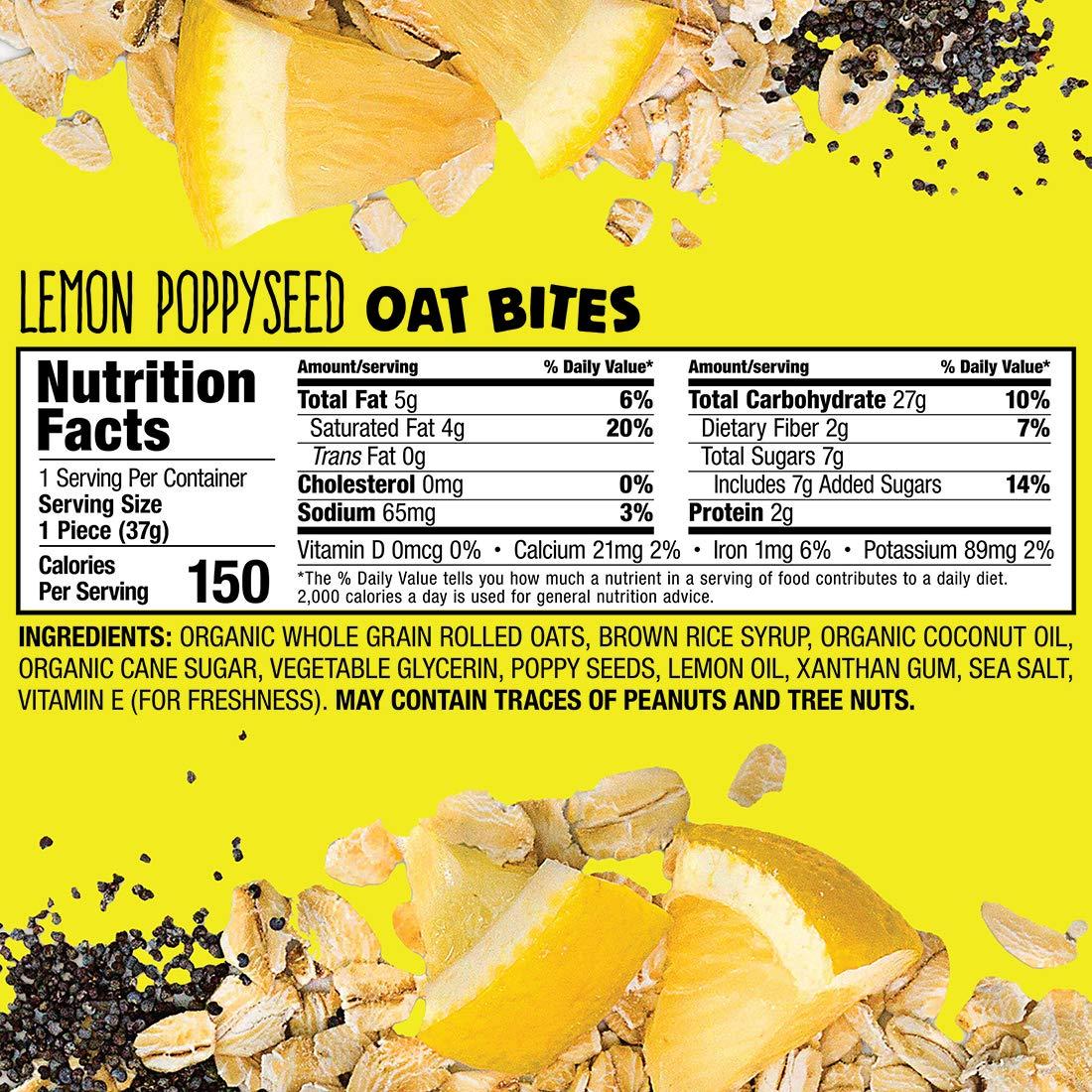 Bobo's Bobo\'s Oat Bites, Lemon Poppyseed, 1.3 oz Bites (30 Pack Box), Gluten Free Whole Grain Snack, Vegan On-The-Go