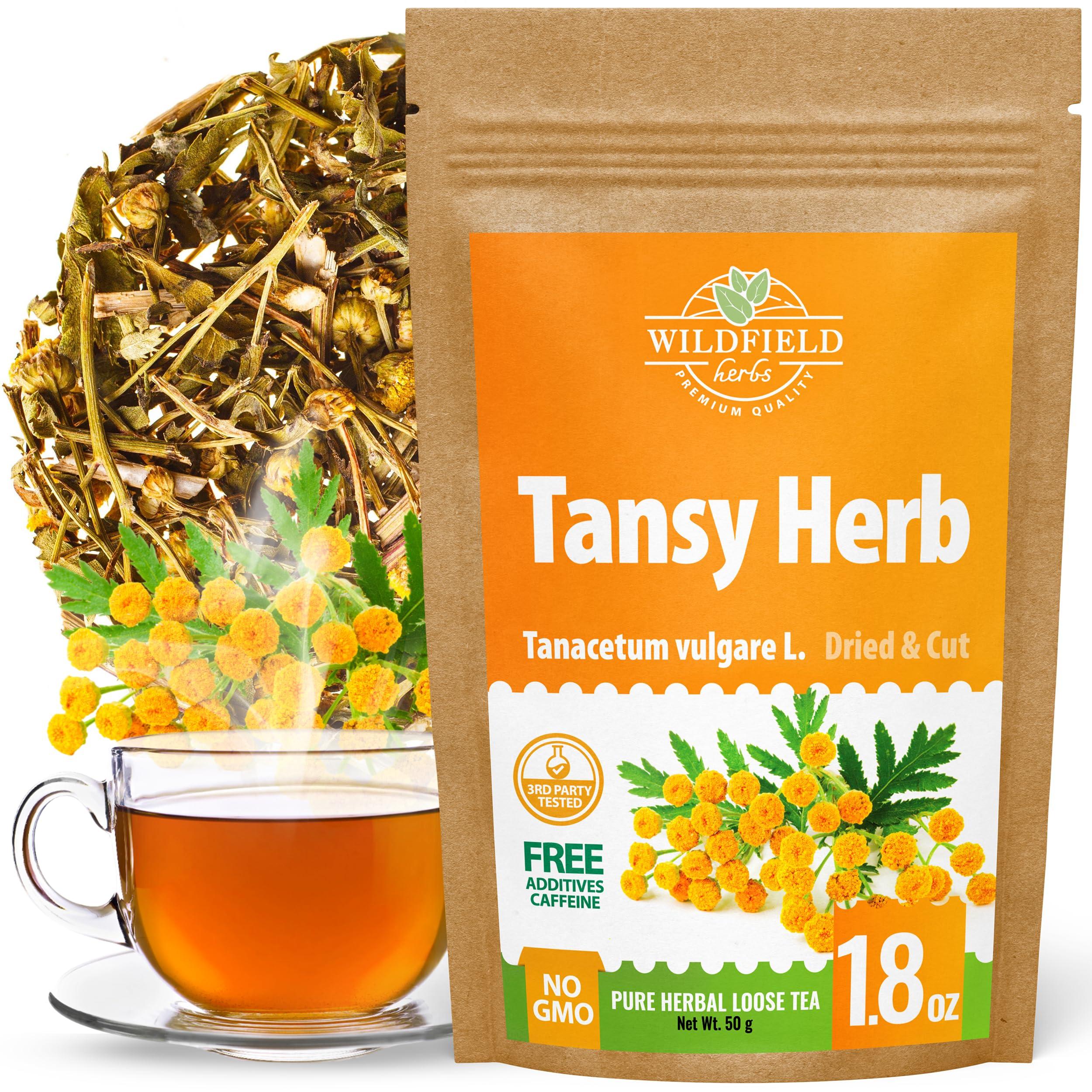 WILDFIELD HERBS 1.8 oz. Pishma Tea Tansy Flowers Herbal Tea (Tanacetum Vulgare L.) - 50g Dried Cut Tansy Flowers Herb Tea