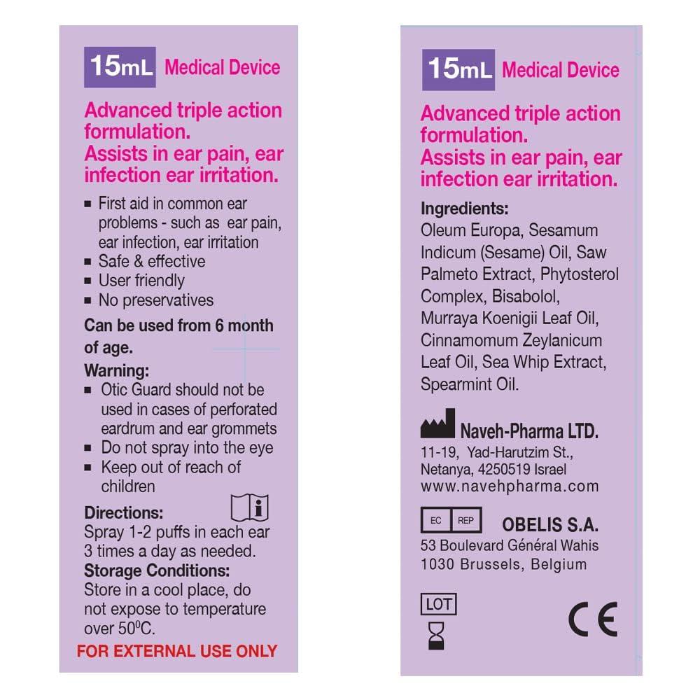 NAVEH PHARMA NAVEH PHARMA Otic Guard Baby - Natural Ear Spray Drops | Organic Herbal Sweet Oil Blend 3 in 1| Itchy Ear, Swimmer\'s Ear, & Ear Wax Removal | Clogged Ears | 1 Fl Oz