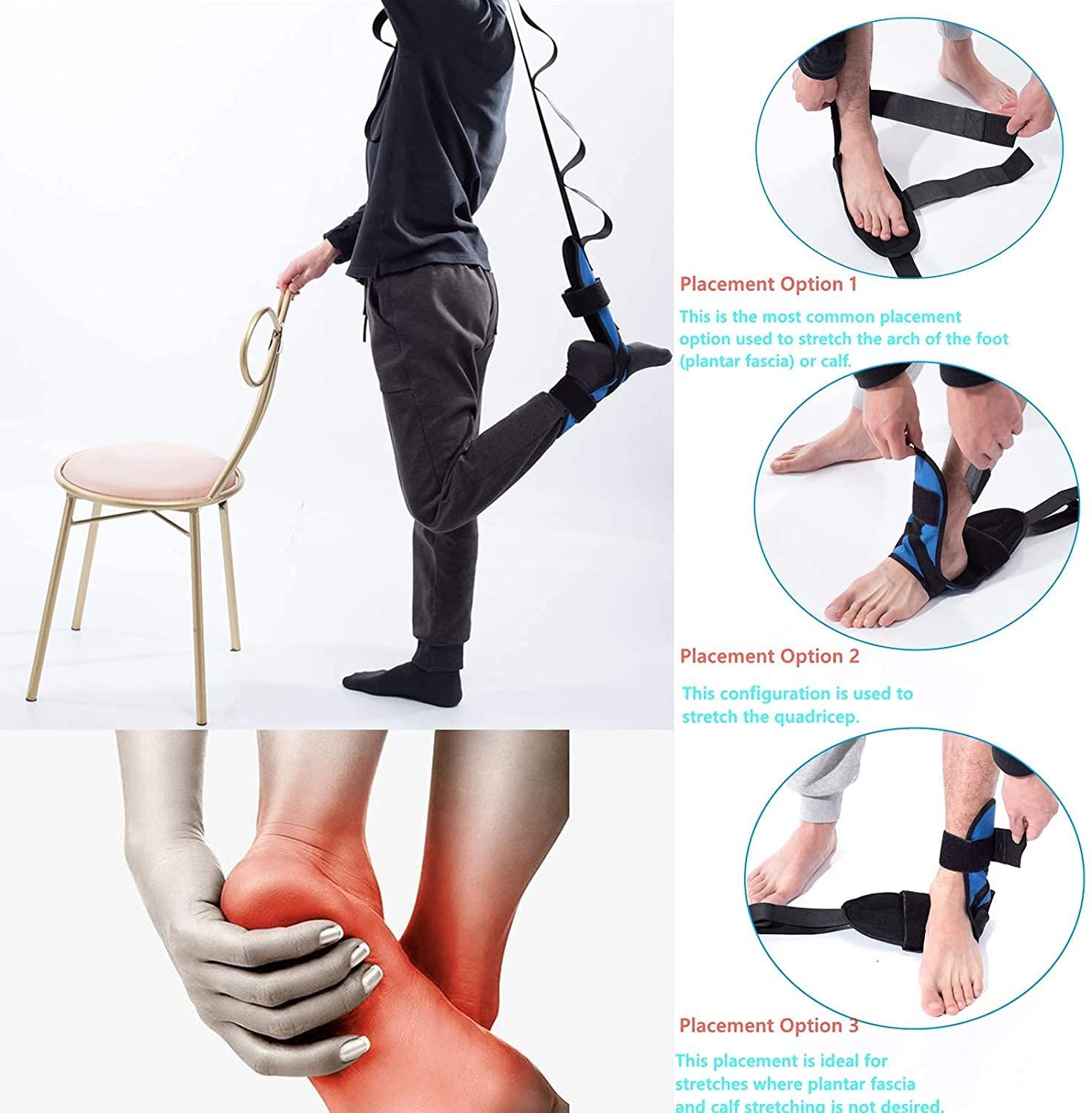 Xemz Foot and Calf Stretcher for Plantar Fasciitis, Achilles Tendonitis, Heel Spurs and Foot Drop, Improve Muscle Strength Relief Foot Pain Leg Stretcher Yoga Stretching Strap for Thigh Calf and Hamstring