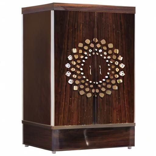 Devyom Customized Wooden Cabinet Desginer Mandir With LED/Mandir For Home & Office/Temple For Home/Pooja Ghar/Mandir With Lights/Storage