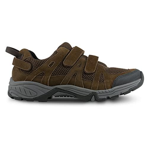 Apex APEX Men\'s Balance Shoe Hiker - Extended Widths Available - Breathable, Moisture-Wicking Lining, Diabetic & Casual Brown