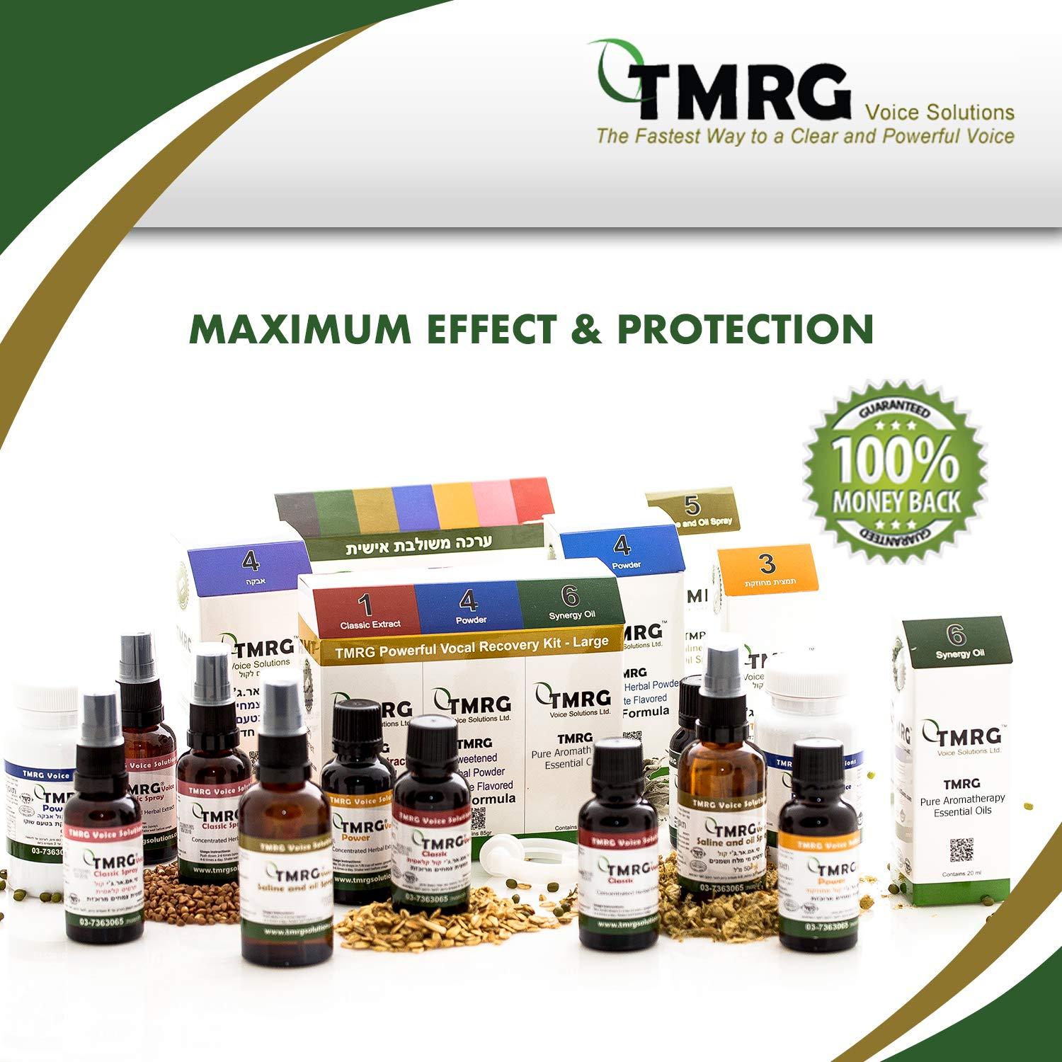 TMRG TMRG Powerful Vocal Recovery Kit - Large: Professional Herbal Remedy Featuring 30ml Voice Drops, 85g Voice Powder, 20ml Synergy Oil, and a ClipUltimate Care for Vocal Strength and Recovery.
