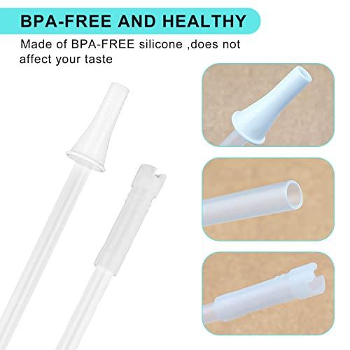 Marbe 8-pack Replacement Straws for 1/Half Gallon Water Bottle (64 oz/ 128 oz Jug),Reusable Silicone Straw Cut Short to Fit any Big Jug Bottle with Spout Lid/Cap (8 Straws+4 Cleaner Brushes)