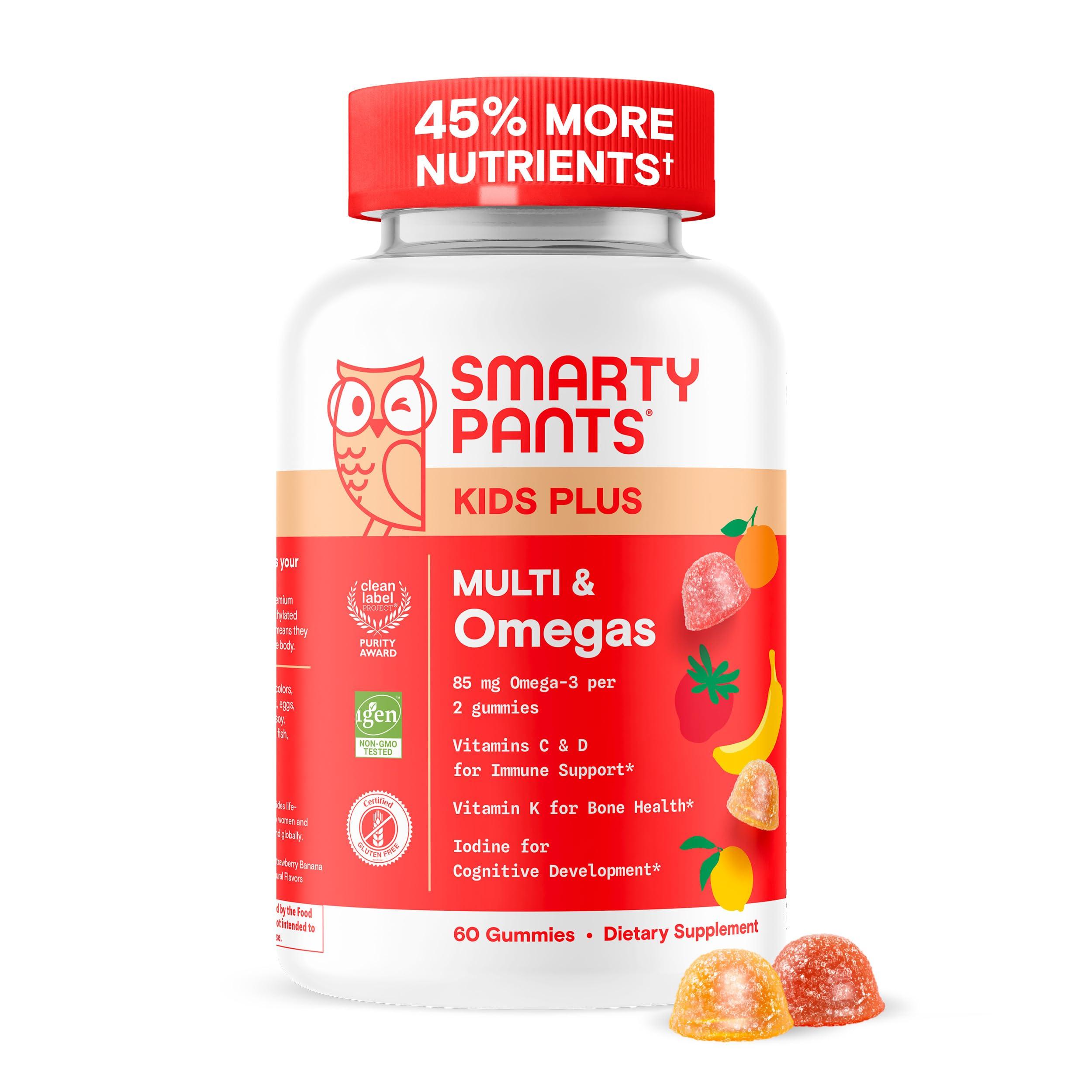 SmartyPants SmartyPants Kids Multivitamin Gummies - Improved Formula: Omega 3 (DHA/EPA), Vitamins D3, C, B12, B6, Vitamin A, K & Zinc, Gluten Free, Three Fruit Flavors, 60 Count (30 Day Supply)