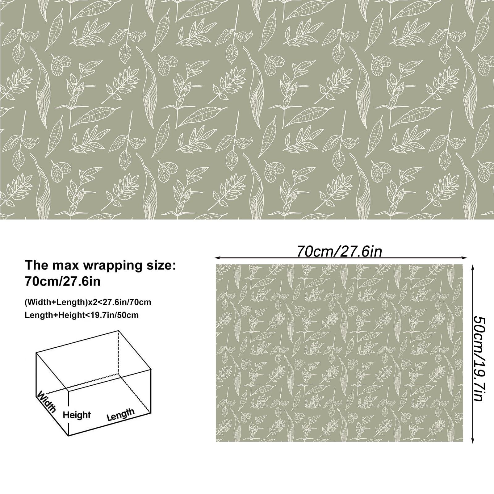 Dtiafu Dtiafu Sage Green Wrapping Paper Gentle Leaves Gift Wrap Paper Bulk Green Spring Designs for Women Girls Wedding Mothers Day Birthday Holiday Thanksgiving - 20 x 28 Inch Per Sheet (6 Sheet)