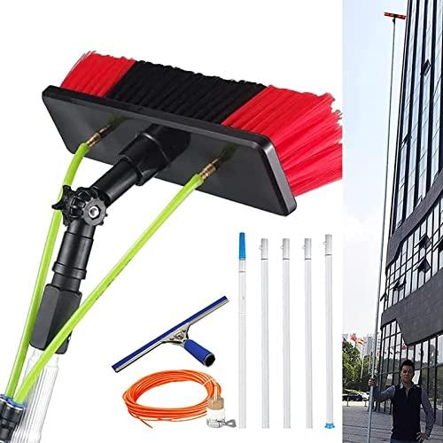 WuDLi Cleaning Brush Window Cleaning Pole, Water Fed Telescopic Brush with Squeegee, Water/Hose Fed Pole, Cleaning Photovoltaic and Solar Panels / 11M Rod / 30Cm Brush Head