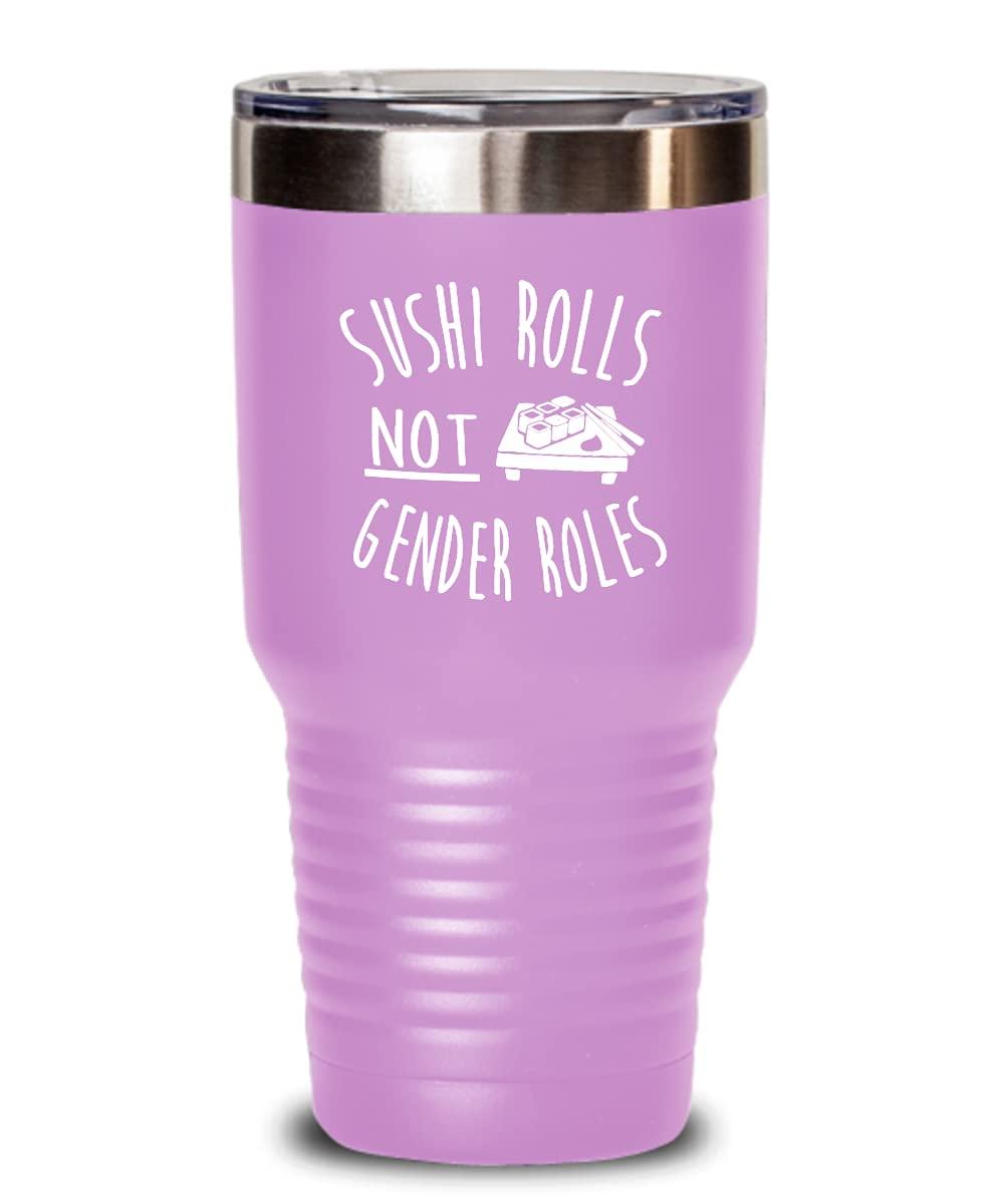 Gearbubble Sushi Making Tumbler - Sushi rolls not gender roles 30oz, Magenta