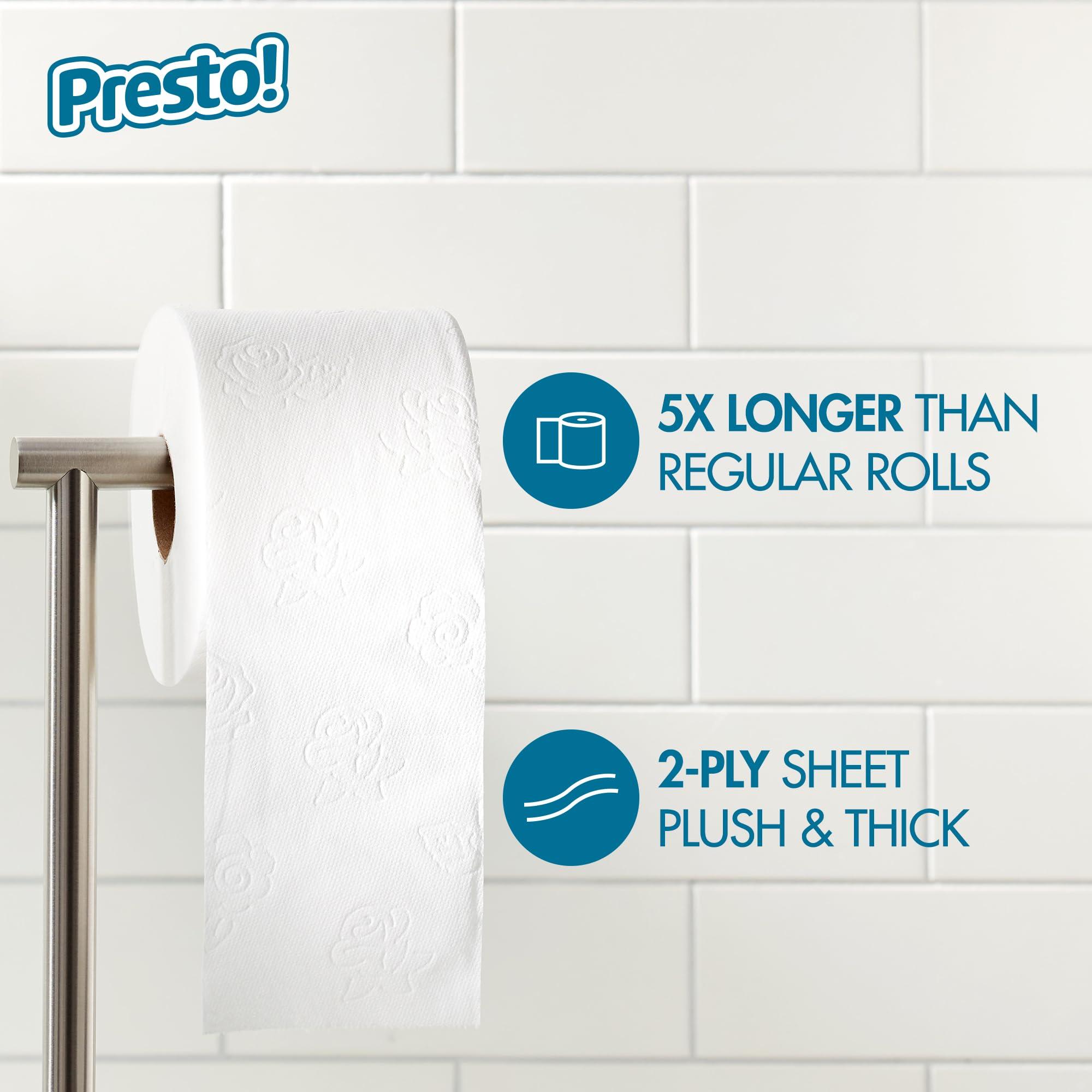 Presto! Amazon Brand - Presto! 2-Ply Ultra-Soft Toilet Paper, 24 Family Mega Rolls = 120 regular rolls, 6 Count (Pack of 4), Unscented