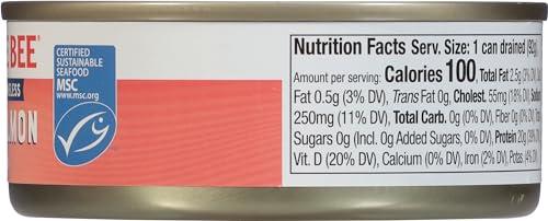 Bumble Bee Bumble Bee Skinless & Boneless Canned Pink Salmon in Water, 5 oz Can - Premium Wild Caught Salmon - 20g Protein per Serving - Gluten Free, Kosher, MSC Certified (Pack of 6)