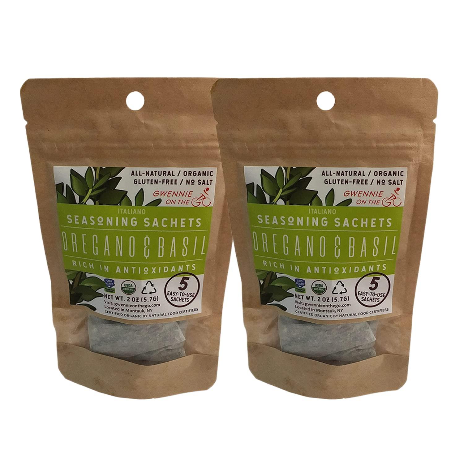 Gwennie on the GO Gwennie on the GO – Seasoning Sachets | Oregano & Basil | Certified Organic | Gluten- Free | Resealable Pouch | Seasoning Mix Packets for Soups & Sauces | 2 Pack | 2oz