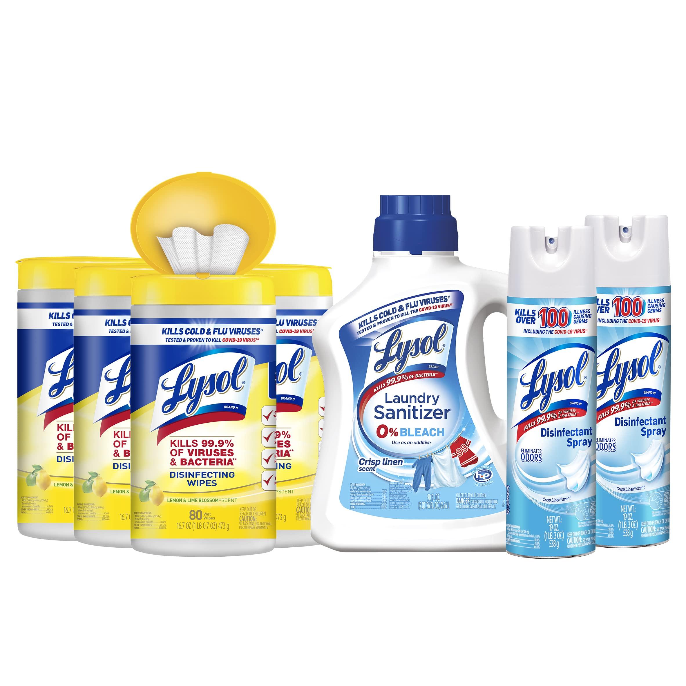 Lysol Lysol 4x80ct Canisters + 2x19oz Crisp Linen Total Disinfection Regime Bundle