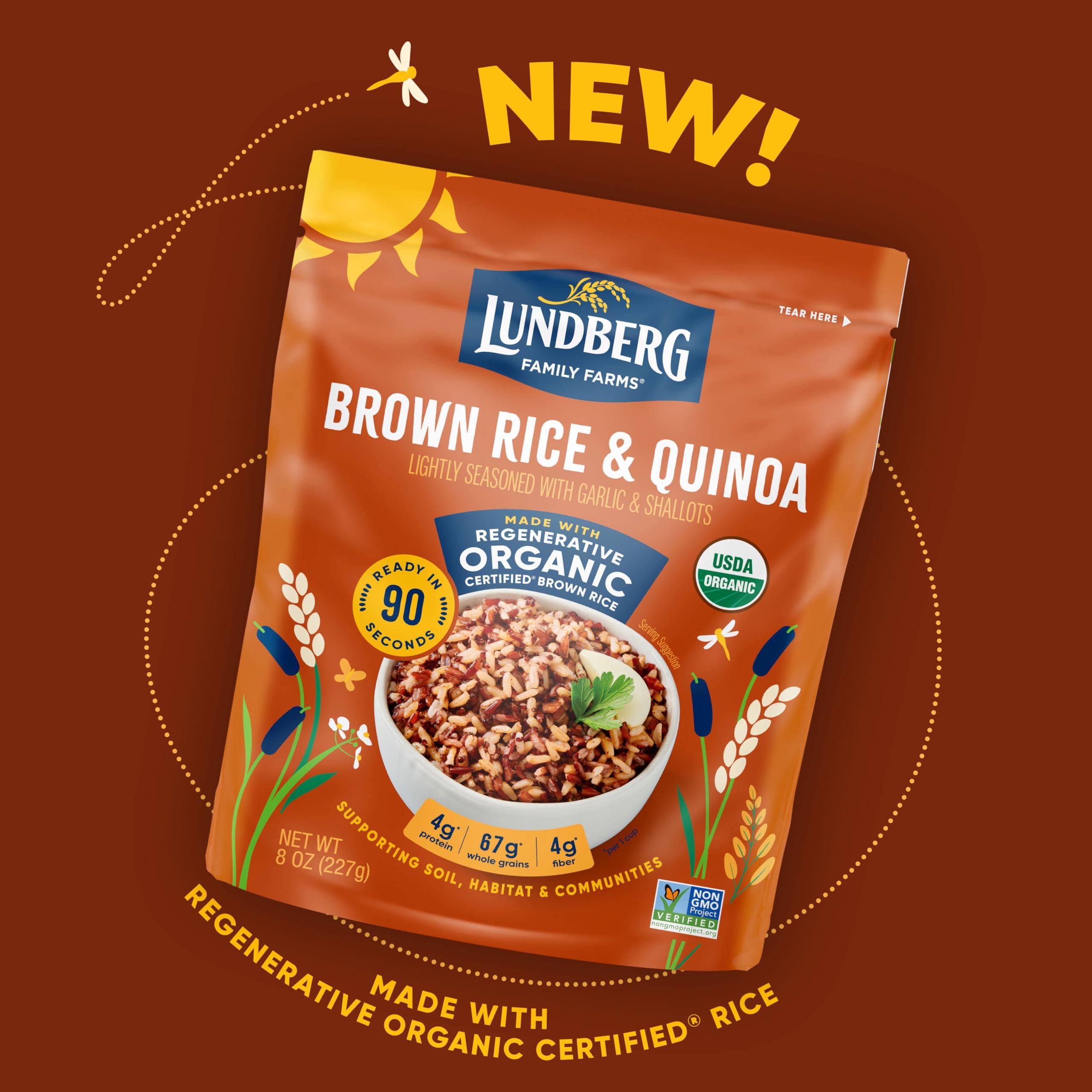 Lundberg Lundberg Brown Rice & Quinoa, Ready in 90 Seconds, 6-Pack Regenerative Organic Certified Brown Jasmine Rice, Organic Quinoa, Microwavable, Lightly Seasoned with Garlic & Shallots, 8 OzEa