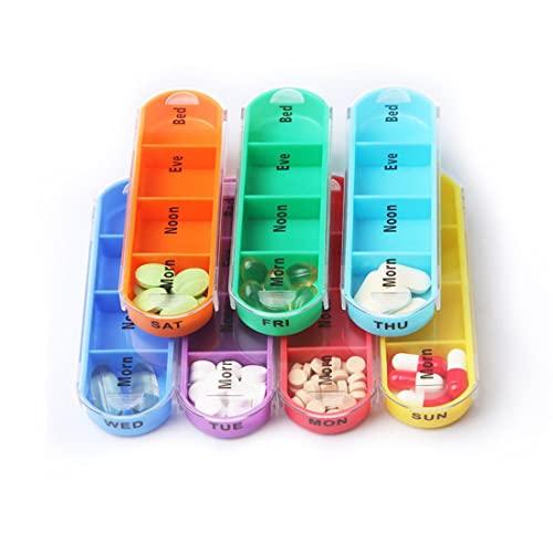 PL TREASURE HOME Weekly Pill Organizer Pill Box 7 Day | Medication Reminder 7 Times a Day | Includes Leather PU Pill Box for Purse | The Small Pill Box Can Hold Vitamins, Cod Liver Oil, Supplements and Medicines