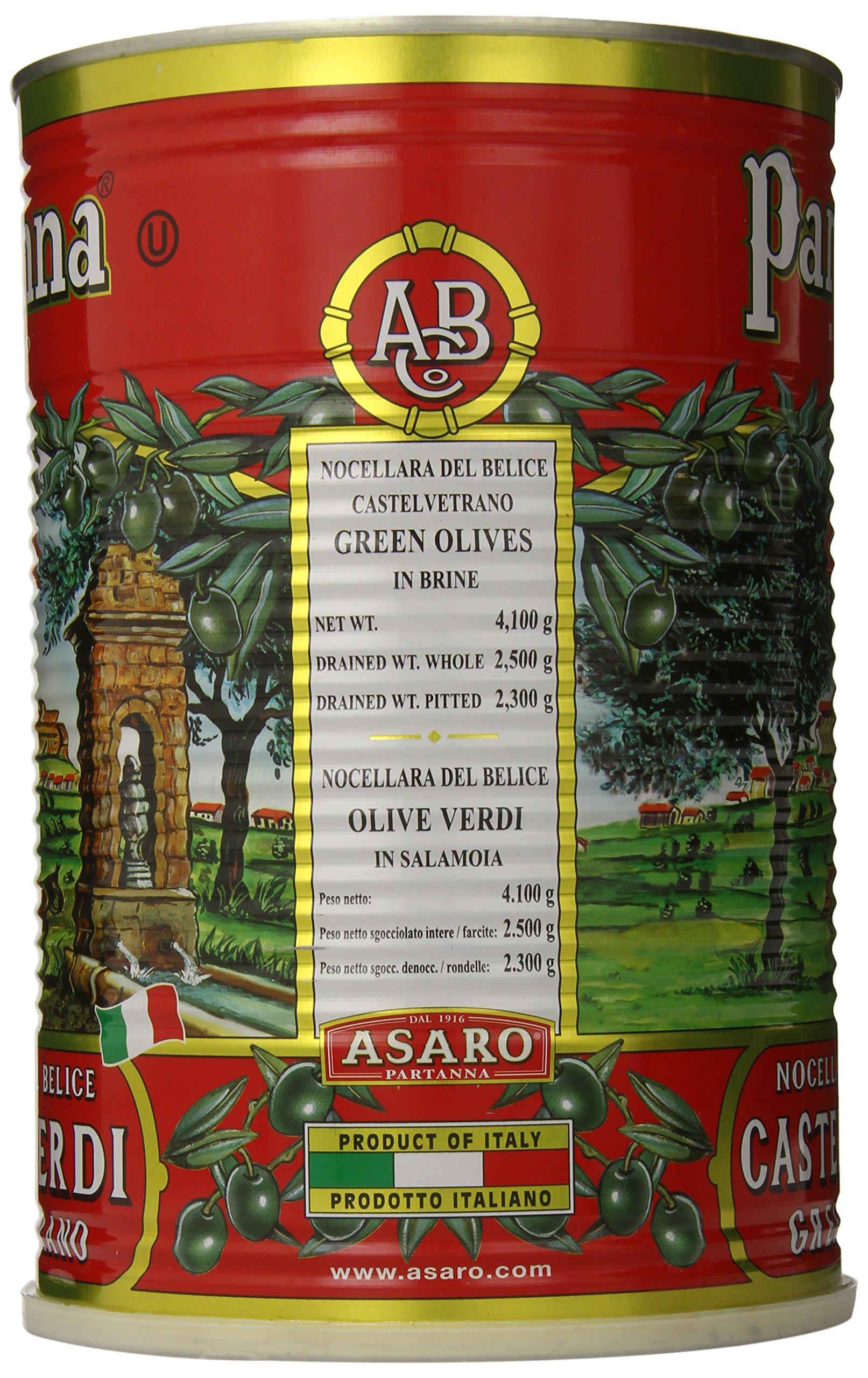 Partanna Partanna Whole Castelvetrano Olives - Authentic Sicilian - Product Of Italy - Premium Handpicked Imported Italian Olives Great For Every Occasion- 5.5 LB (88oz) Can