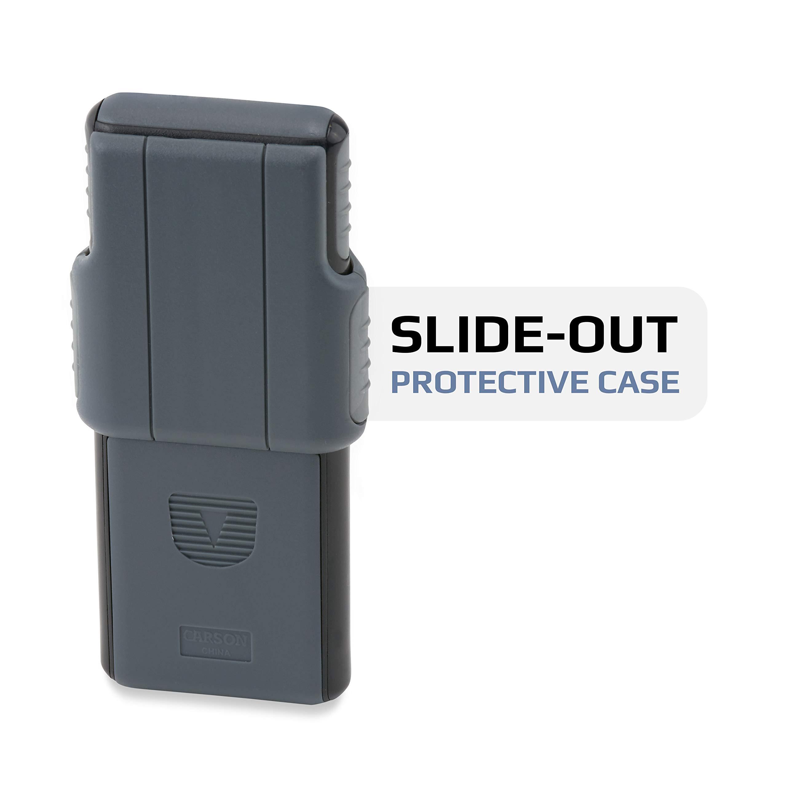 Carson Carson MiniBrite LED Lighted Slide-Out Aspheric Magnifier with Protective Sleeve (PO-55), 5X, Gray