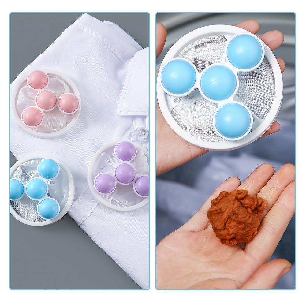 AIIONP Floating Hair Filtering Mesh Removal, Lint Catcher for Washing Machine, Reusable Washing Machine Hair Filter Laundry Pet Hair Catcher Pet Dog Cat Hair Remover for Laundry (Purple*3)