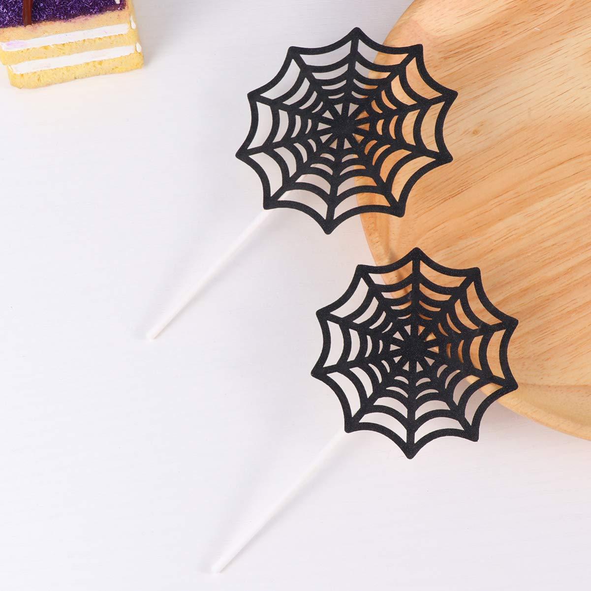Hemoton Hemoton 12pcs Spider Web Cake Toppers,Paper Cupcake Toppers,Spider Web Cake Decorations,Spider Cake Topper Decoration,Halloween Spider Party Supplies or Wedding Festival Kids Birthday Spider Party