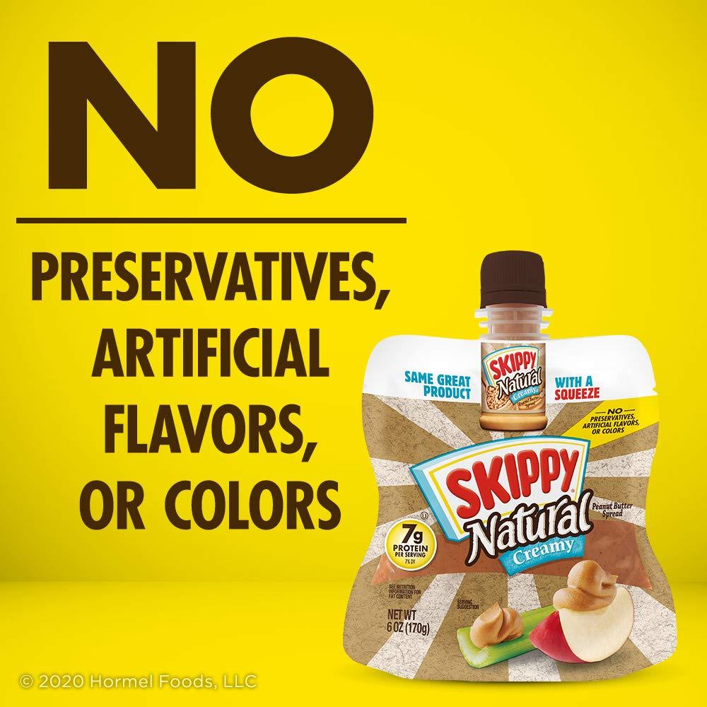 SKIPPY SKIPPY Squeeze Natural Creamy Peanut Butter, 6 Ounce (Pack of 6)