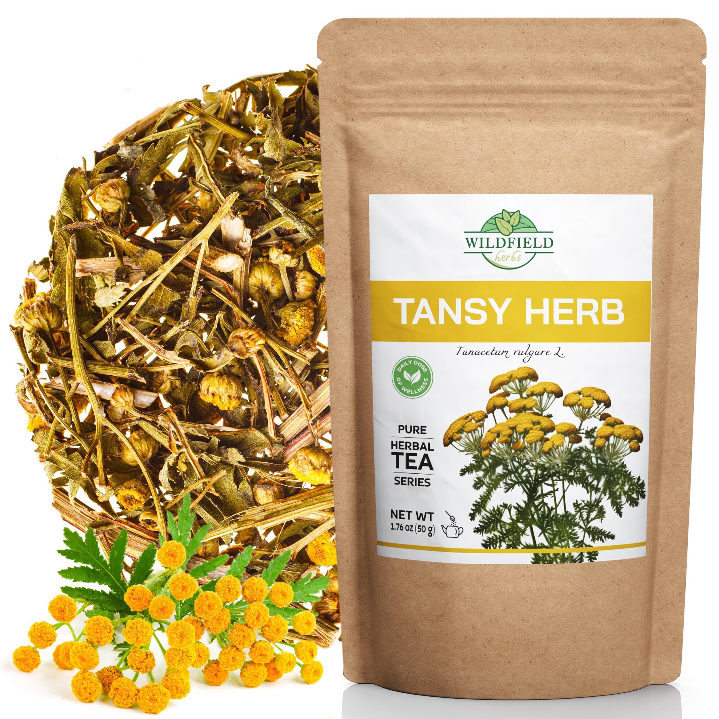 WILDFIELD HERBS 1.8 oz. Pishma Tea Tansy Flowers Herbal Tea (Tanacetum Vulgare L.) - 50g Dried Cut Tansy Flowers Herb Tea