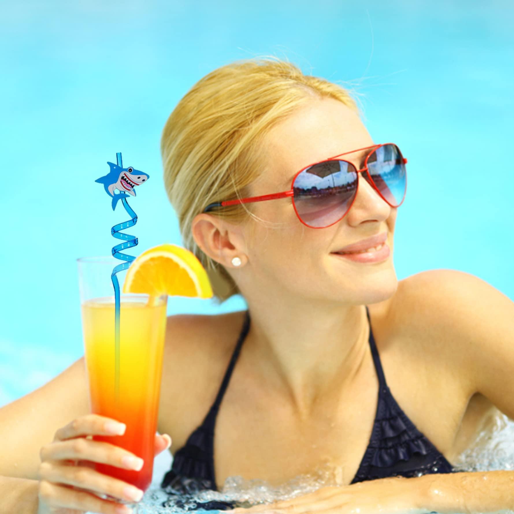 Nicedeal Nicedeal Reusable Party Straws,Crazy Straws Animal Silly Twisty Plastic Drinking Straws for Kids Under The Sea Party Favors 24PCS