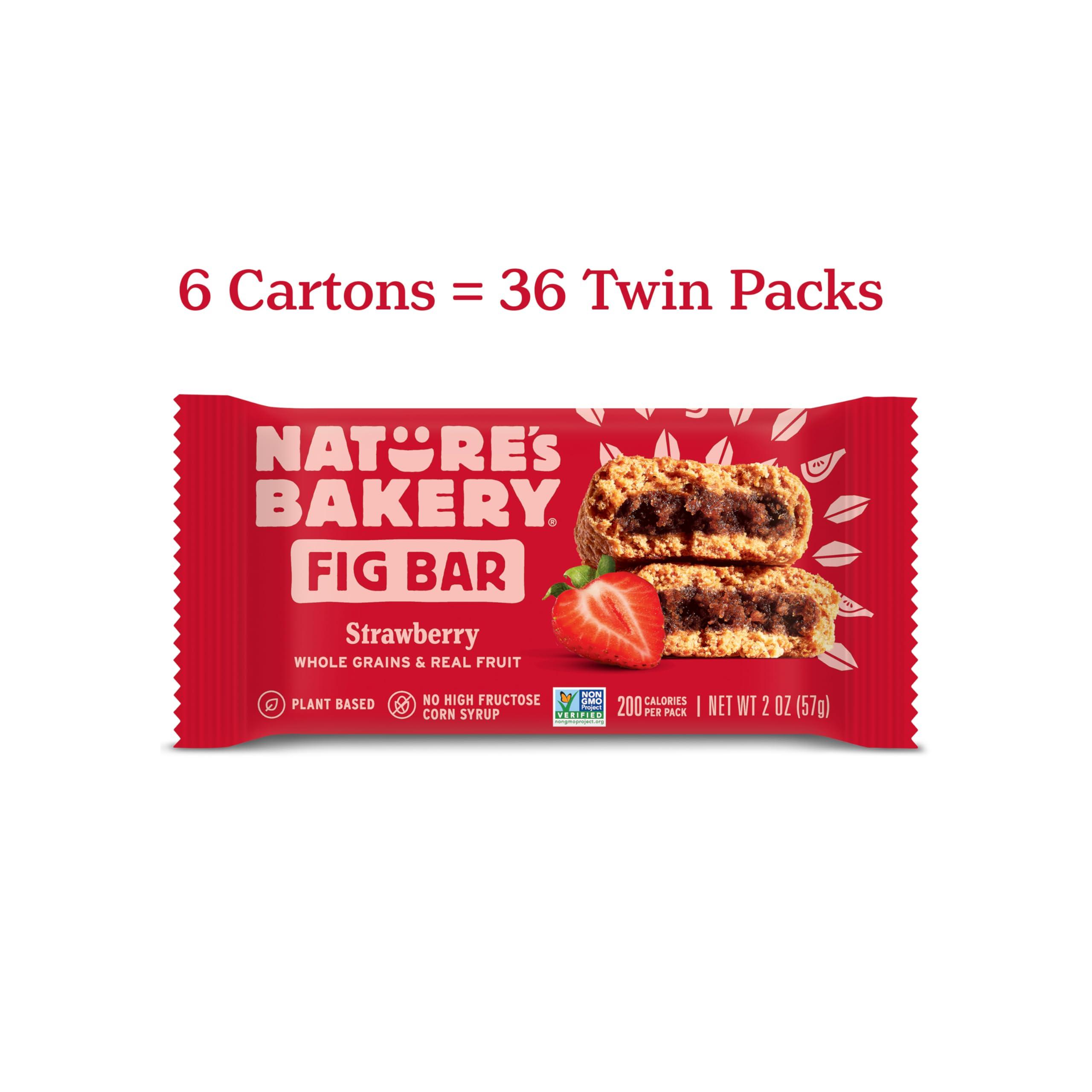 Nature's Bakery Nature’s Bakery Whole Wheat Fig Bars, Strawberry, Real Fruit, Vegan, Non-GMO, Snack bar, 6 boxes with 6 twin packs (36 twin packs)