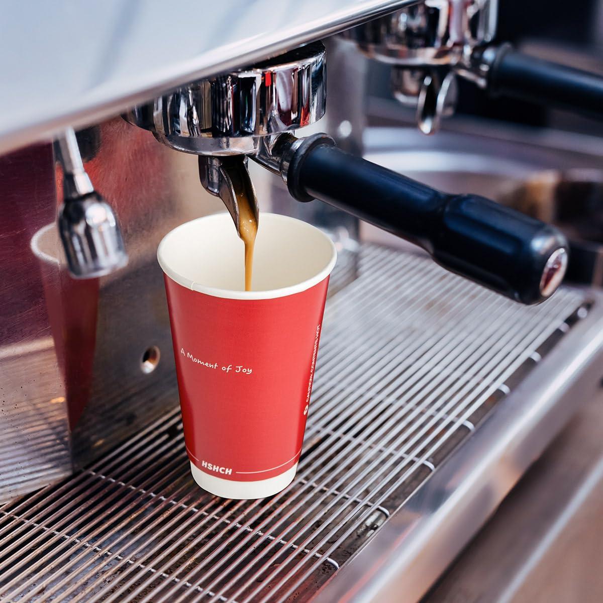 HSHCH HSHCH Disposable Coffee Cups with Lids 12 oz (100 Pack), Red Double Wall Insulated Coffee Cup for To Go Hot Cold Beverage, Tea, Chocolate, Drinks