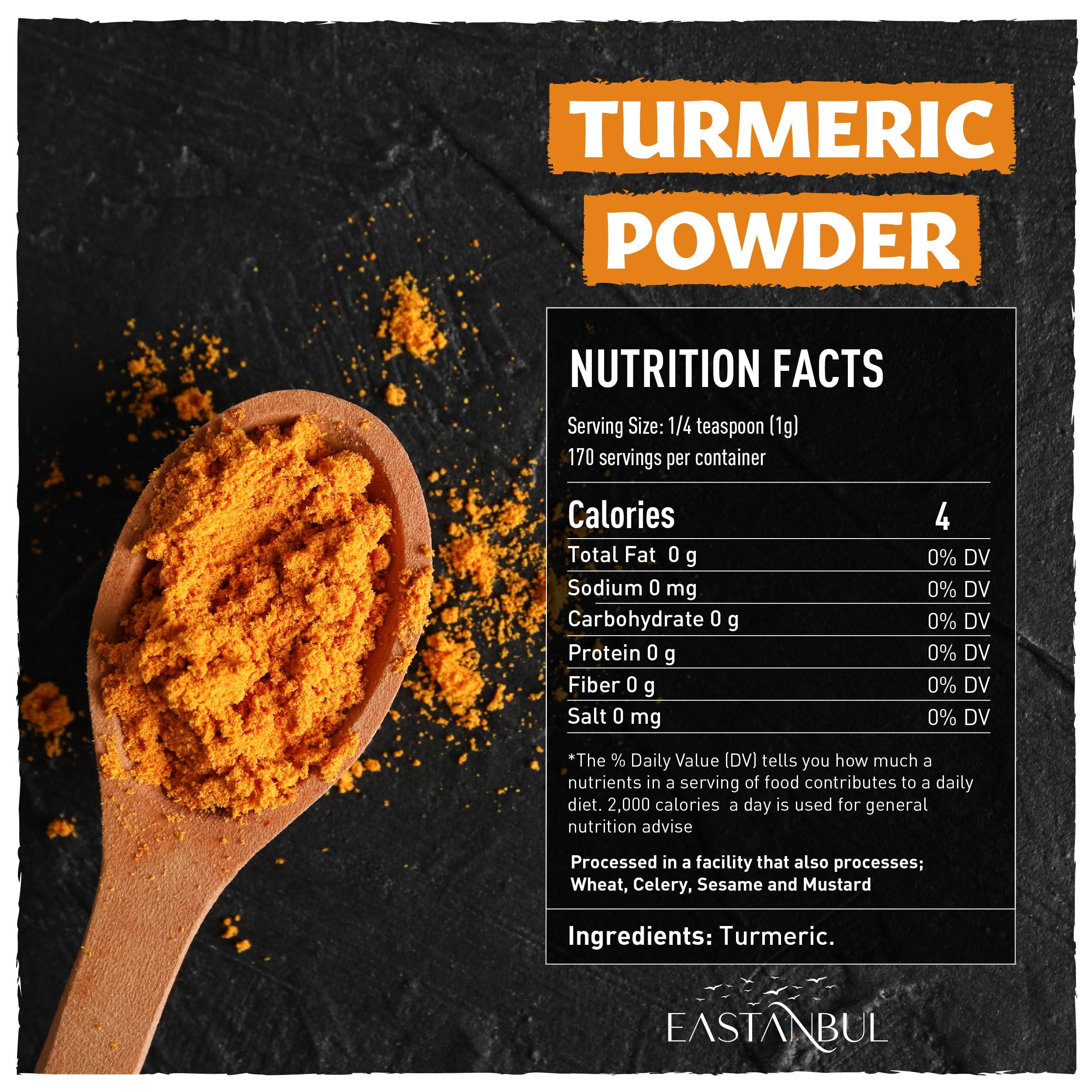 Eastanbul Eastanbul Turmeric Powder, 6oz, Ground Turmeric Powder AKA Curcuma En Polvo, Indian Tumeric Ground & Pure, Top-Notch Culinary, Perfect for Golden Milk, Sauces, Dressings, Natural, Vegan, Non-GMO