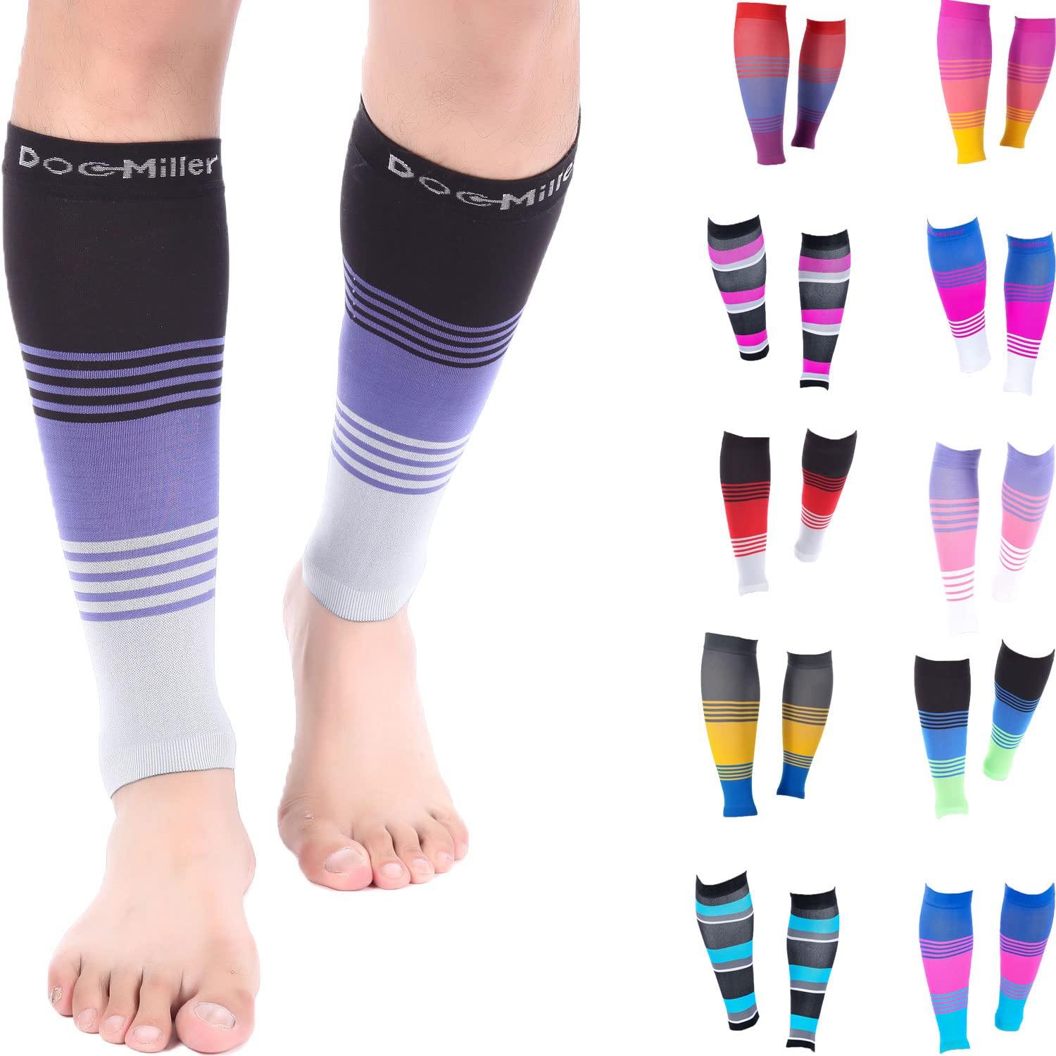 Doc Miller Doc Miller Compression Calf Sleeve for Men & Women, Medical Grade, 20-30mmHg Graduated Support for Running, Calf Tear, Shin Splints, Knee High, Calf Sleeves, Stripes Design, Extra Large Size,1 Pair