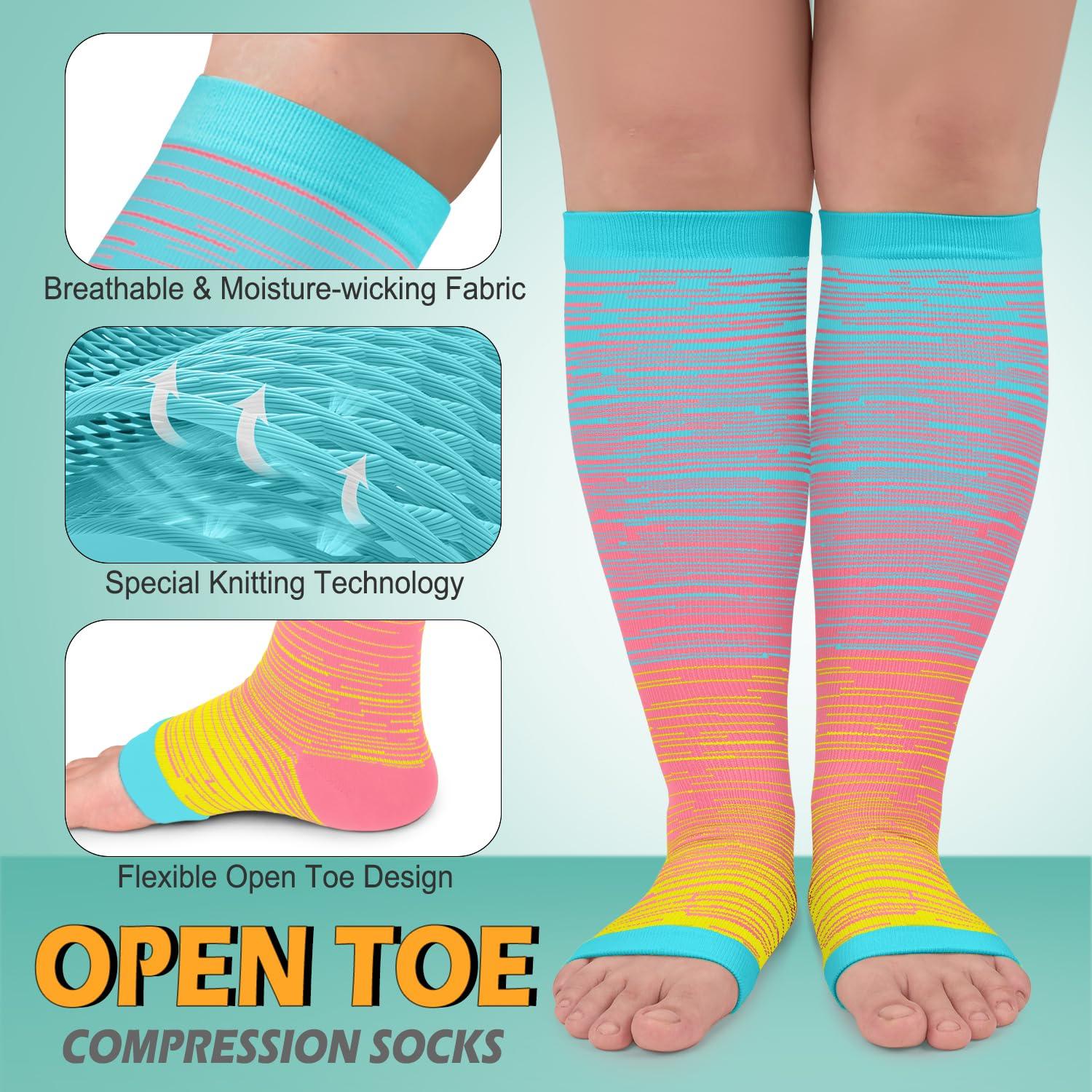 Diu Life Diu Life Copper Toeless Compression Socks for Women Men, Open Toe Socks 15-20mmHg is Best Support for All Day Wear