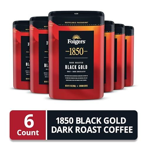Folgers Folgers 1850 Black Gold Dark Roast Ground Coffee, 12 Ounce (Pack of 6)