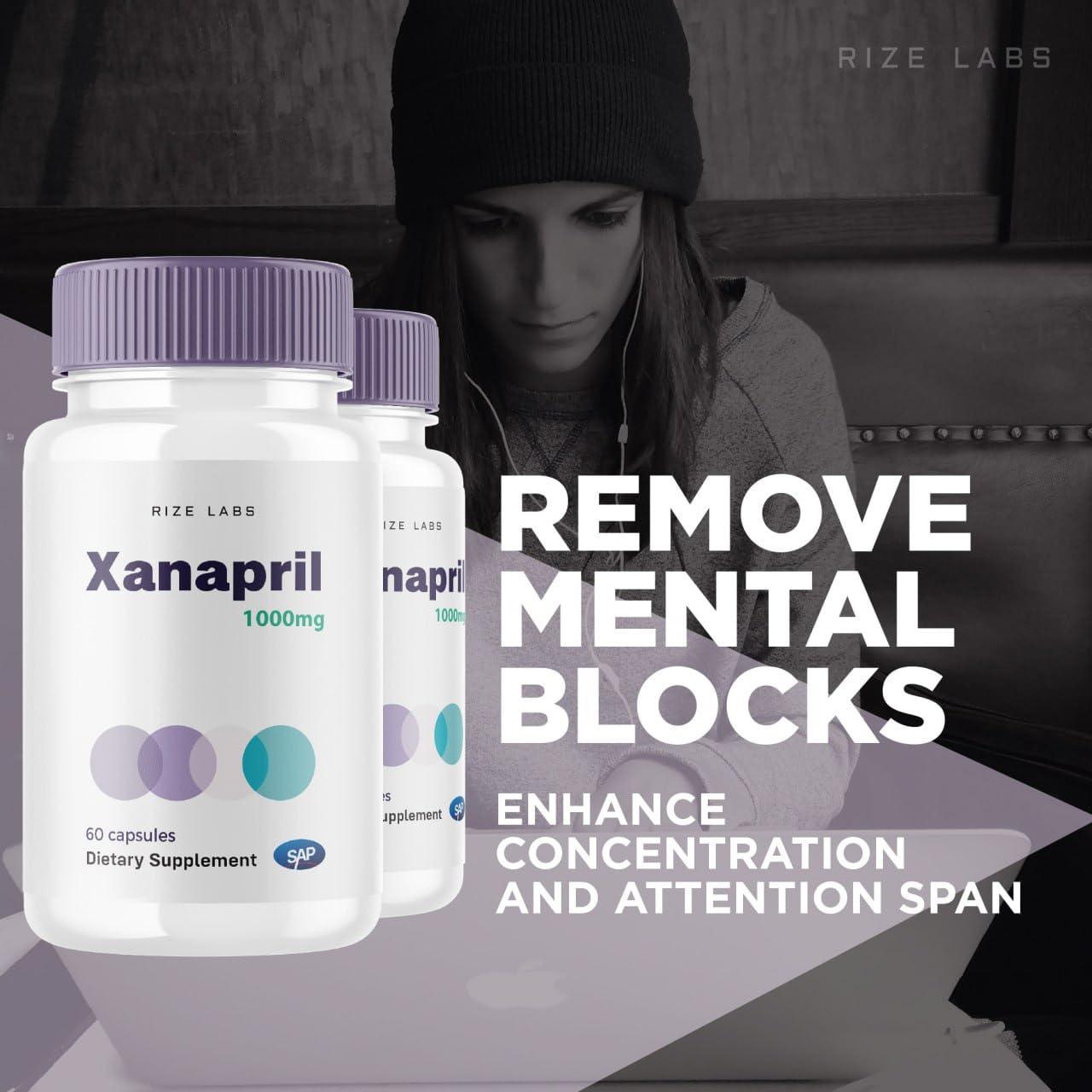 rize labs rize labs Xanapril Capsules, Xanapril for Better Sleep and Brain Care, Xanapril Advanced Maximum Formula, Xanapril Herbal Supplement, Xanapril Pastillas Review (60 Capsules)