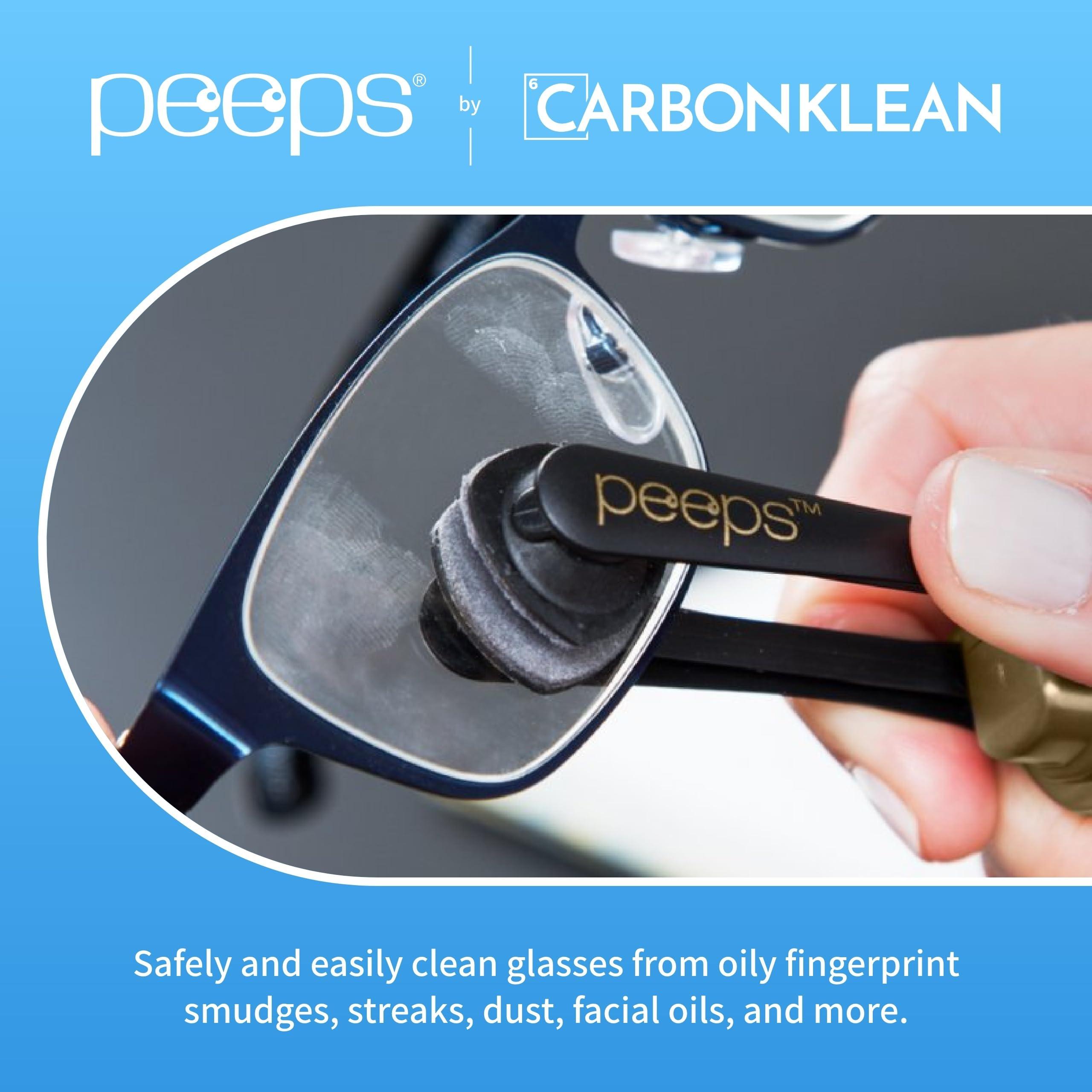 Peeps CarbonKlean Peeps Glasses Cleaner - for Eyeglasses, Reading Glasses, and More - Lens Cleaner with Carbon Microfiber Tech - Injected Green - 2 Count (Pack of 1)