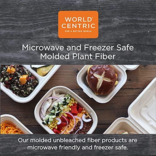 World Centric World Centric Fiber Hinged Containers, Pizza/Flatbread Containers, 6.6 x 13.7 x 1.3, Natural, Paper, 200/Carton