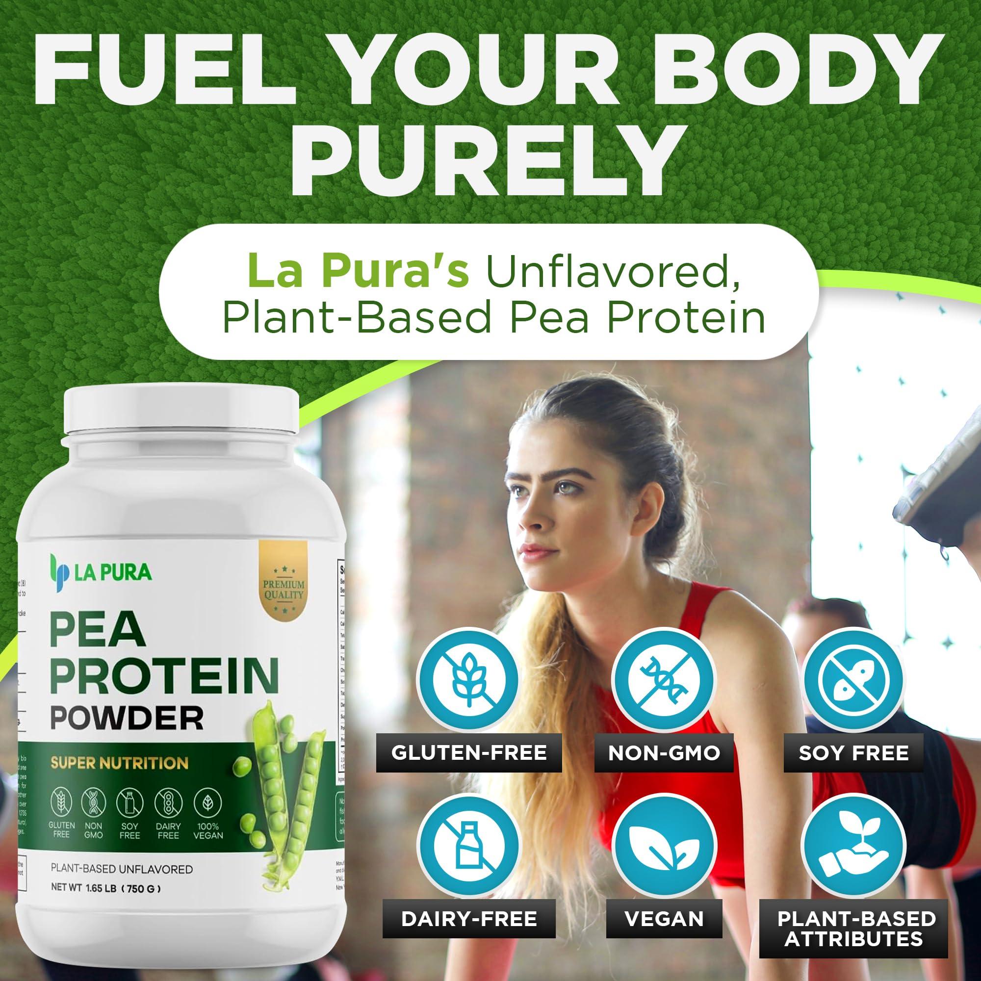 LaPura LaPura 100% Vegan Pea Protein Powder - 1.65LB, Unflavored Plant-Based Protein Powder with 20g Protein, Easy to Digest, Gluten Free, Non-GMO, No Additives for Optimal Nutrition