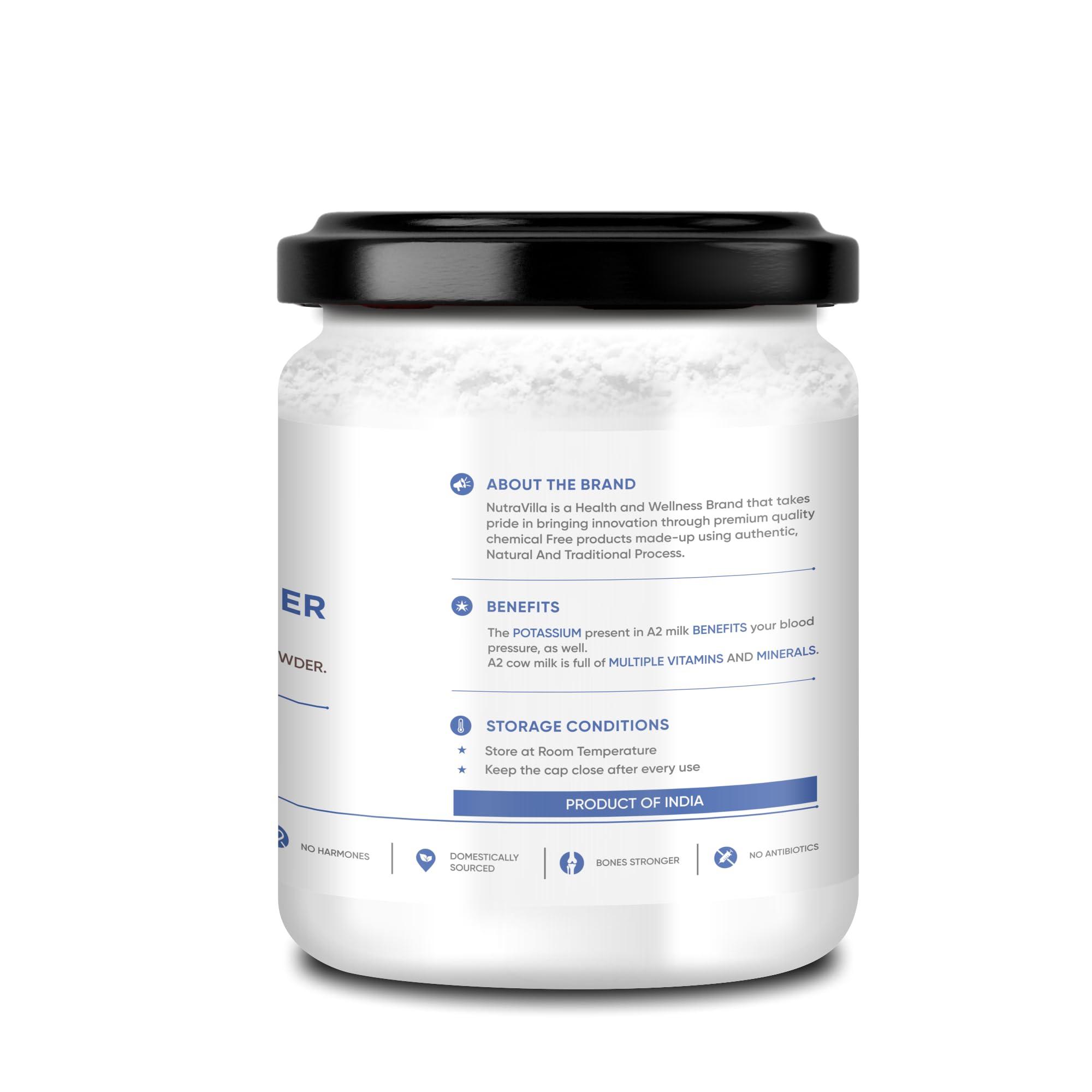 NUTRAVILLA Nutravilla A2 Desi Cow Milk Powder A2 Whole Milk Powder Made From Organic Grass Fed Gir Cows 200 Grams