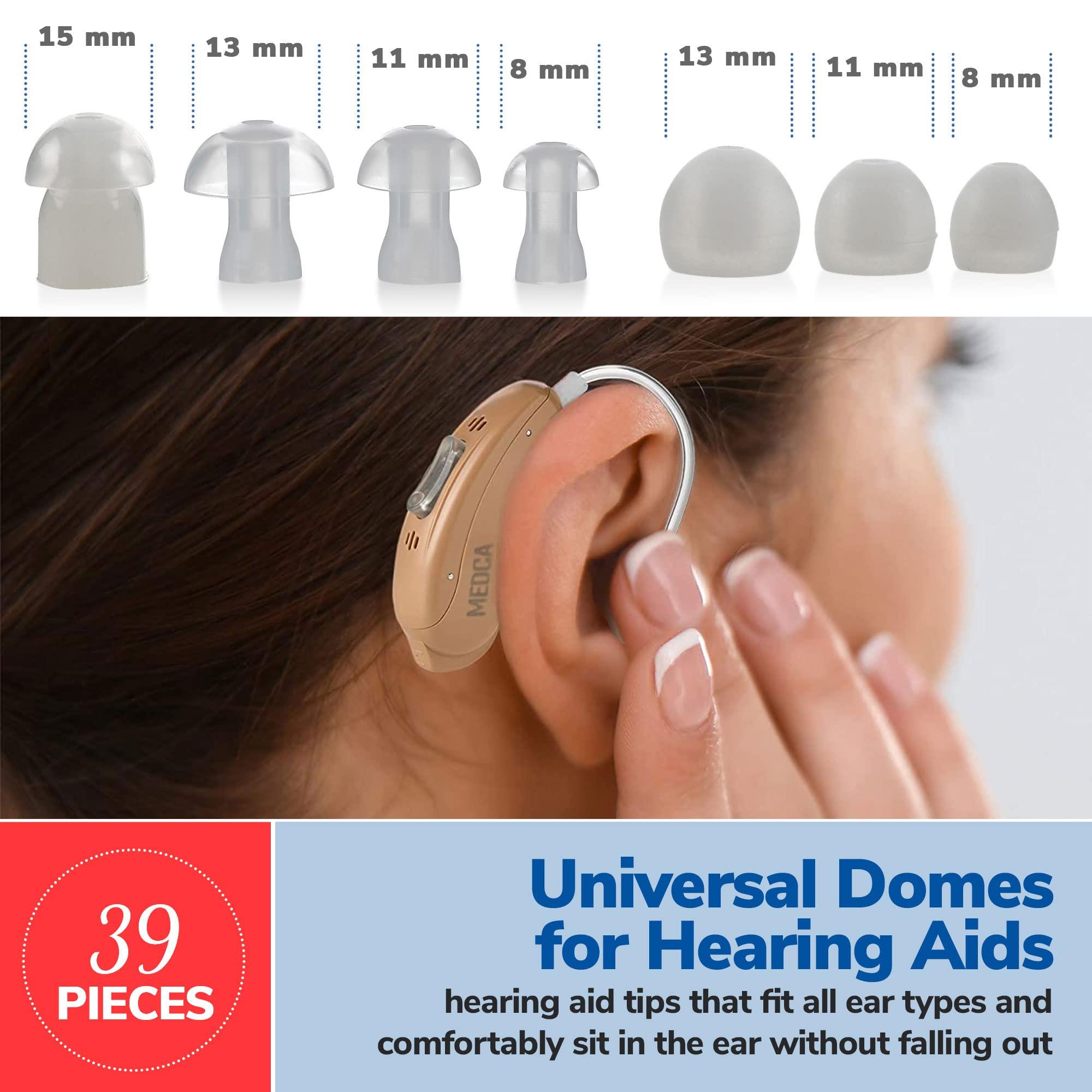 MEDca Hearing Aid Domes - Universal Domes for Hearing Aids - Sizes Small, Medium, Large & X-Large Earbud Replacements and BTE Hearing Sound Amplifiers, 2 Pack