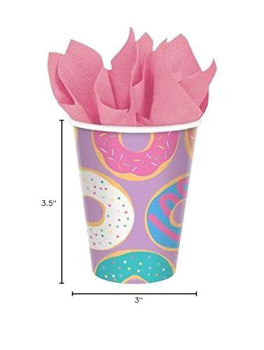 amscan Donut Party Cups, 9oz. - 8 Count - Perfect for Birthdays & Celebrations, Unique Design, Durable & Safe Material