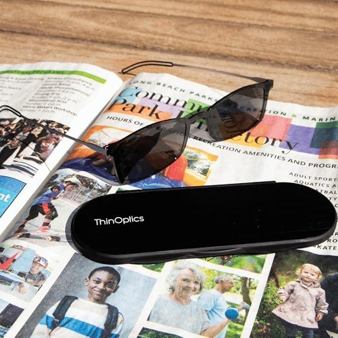 ThinOptics ThinOptics Reading Sunglasses Glasses, Rectangular/Black, 60mm + 1