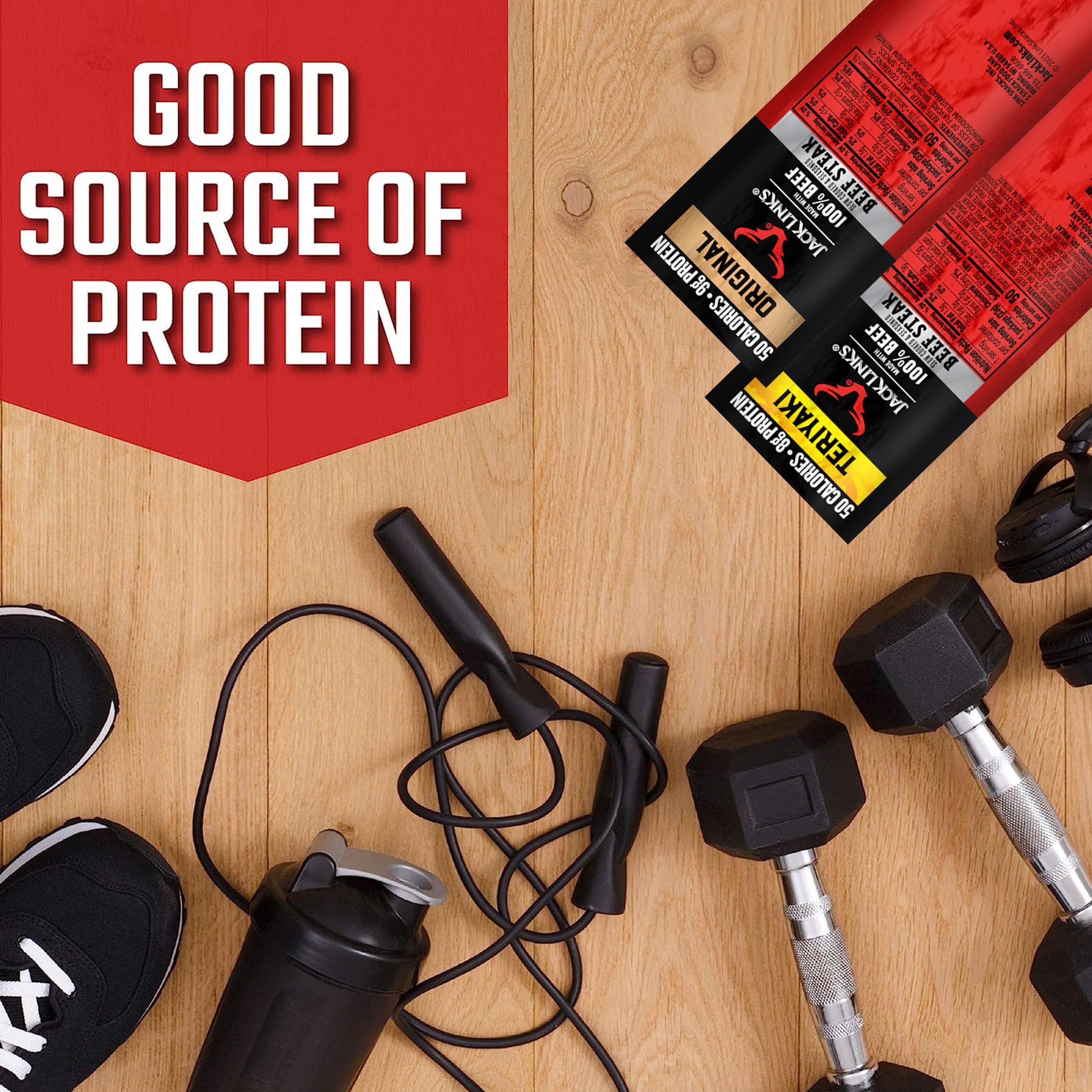 Jack Link\'s Jack Link\'s Premium Cuts Beef Steak, Original and Teriyaki Protein Snack, Meat Snack, Good Source of Protein, Made with 100% Beef, Individually Wrapped Bulk Snack Pack 0.8 Oz. (12 Count)